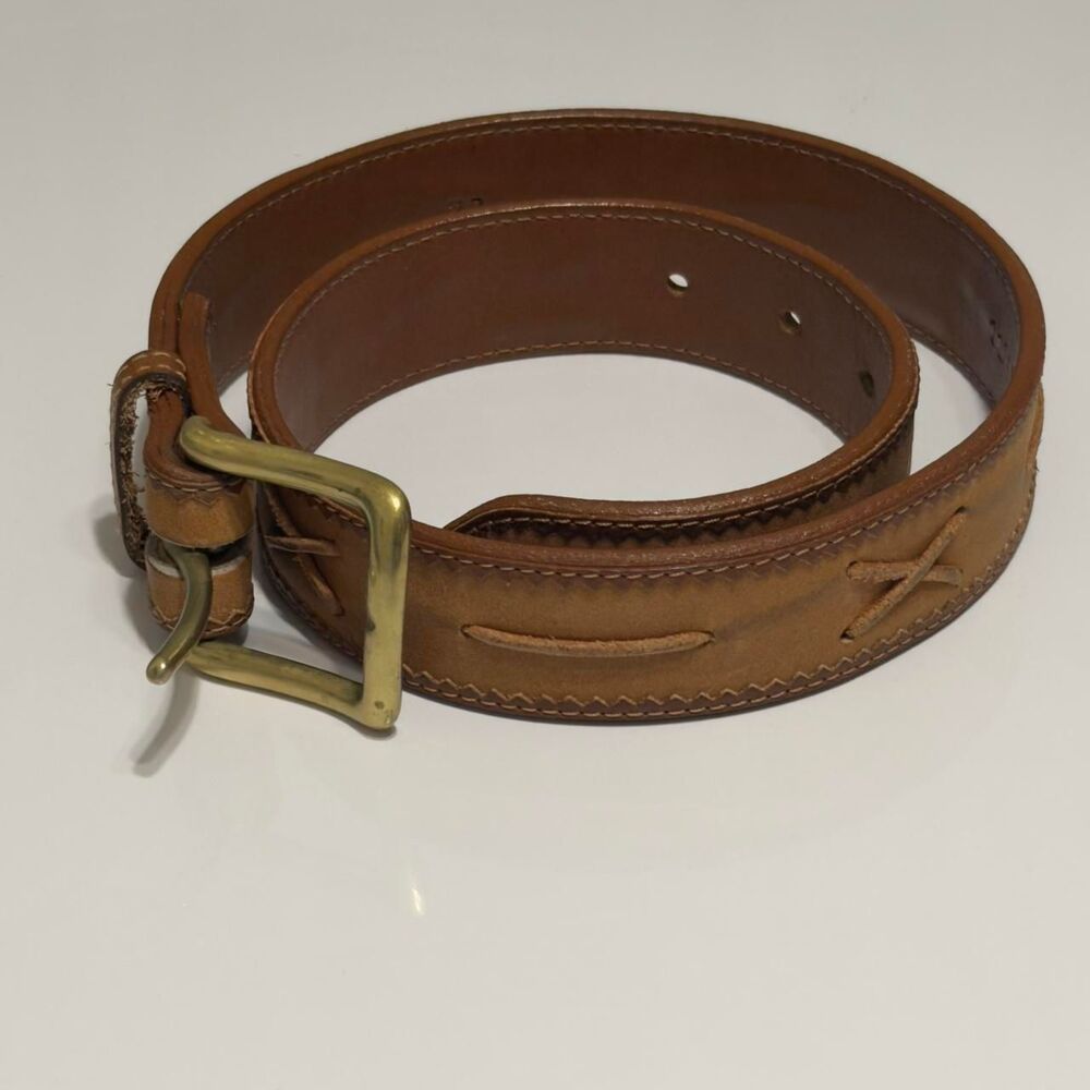 Vintage Polo Ralph Lauren Men's Cognac Brown Western Leather Belt Size 28 Casual